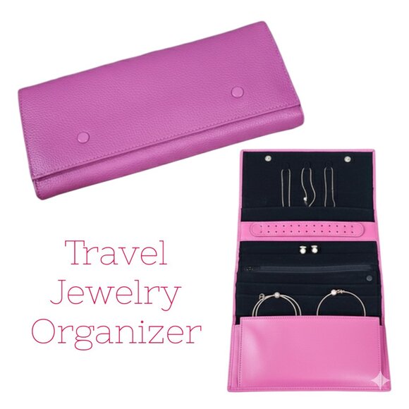 Pink Leather Jewelry Organizer - Picture 2 of 6